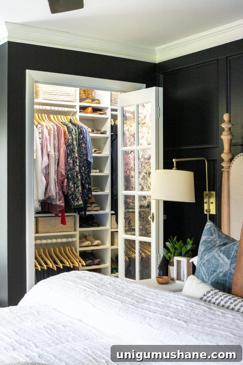 Small Master Closet Transformation: IKEA Reveal 17 Small Master IKEA Closet Using Billy Bookcases