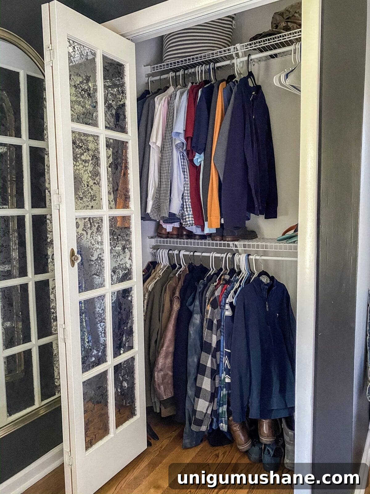 Small Master Closet Transformation: IKEA Reveal 5 Small Master IKEA Closet Using Billy Bookcases