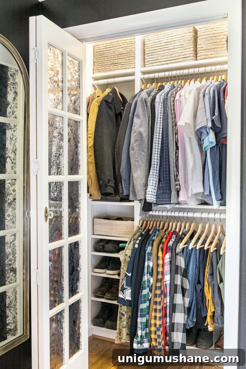 Small Master Closet Transformation: IKEA Reveal 6 Small Master IKEA Closet Using Billy Bookcases