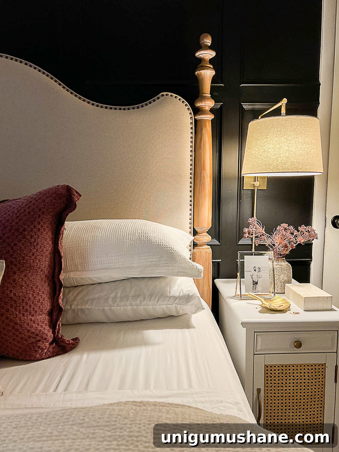 bedside table with decorative lidded box