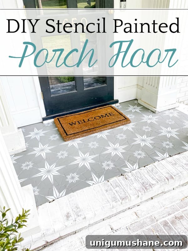 DIY Stenciled Porch Floor Makeover 14 DIY Stencil Painted Porch Floor with Porch Paint | How to stencil a porch floor using porch paint + the method to make your design look flawless and how to make it last.