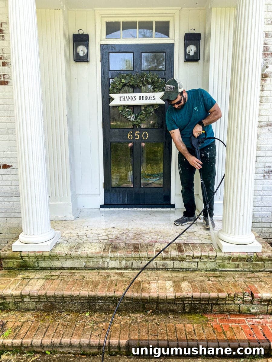 DIY Stenciled Porch Floor Makeover 3 Porch floor and steps before