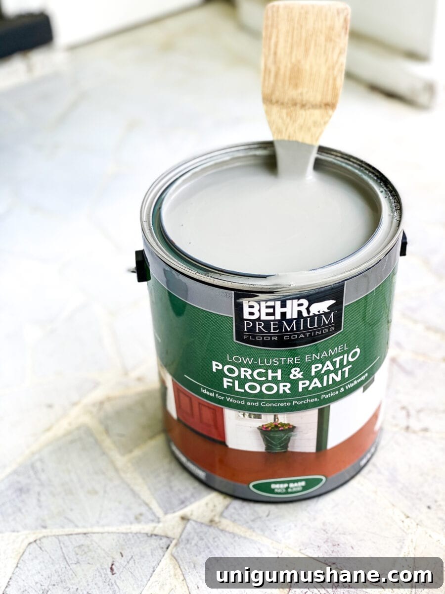 DIY Stenciled Porch Floor Makeover 6 The best porch paint that lasts