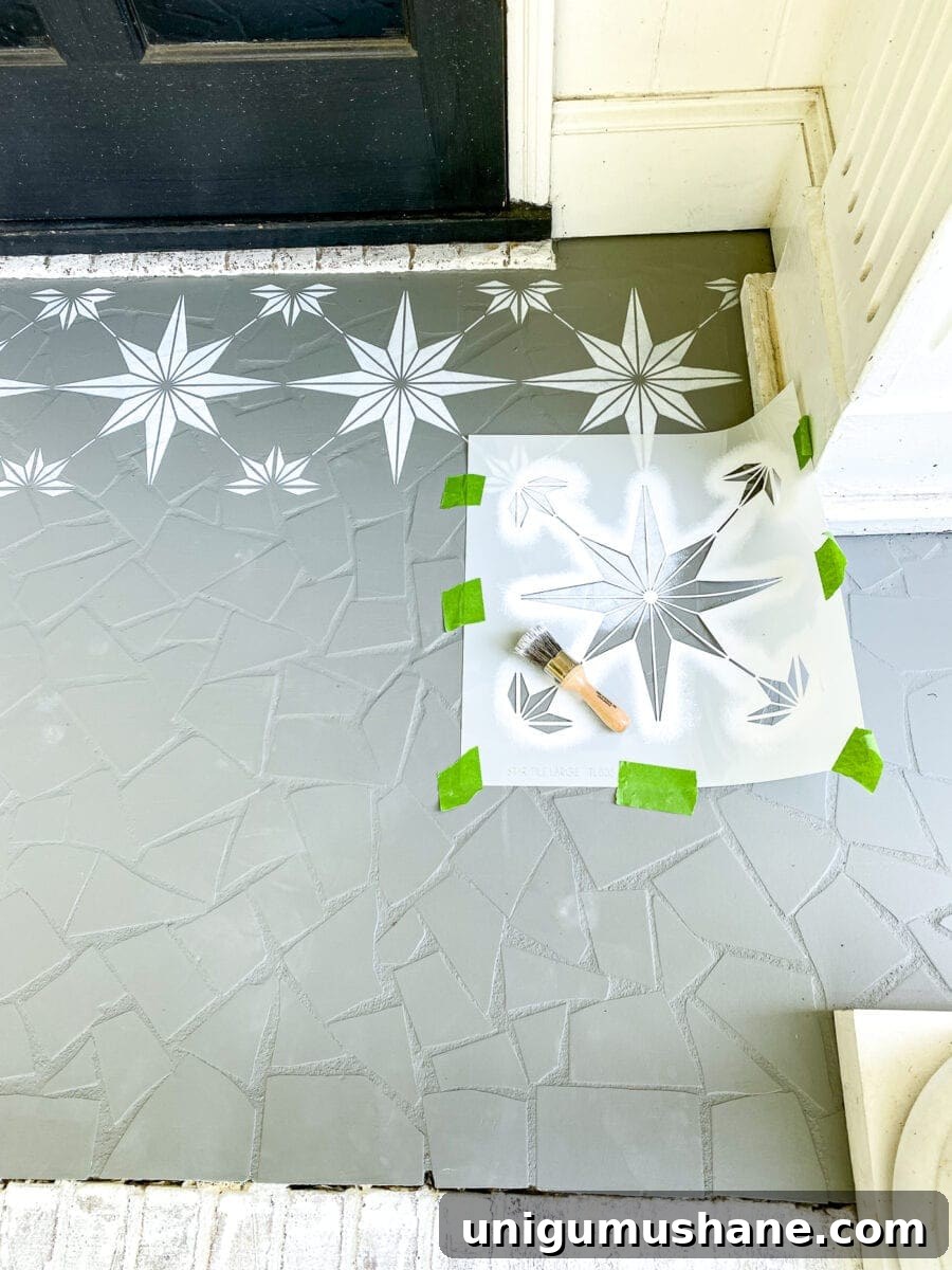 DIY Stenciled Porch Floor Makeover 7 How to stencil a porch floor