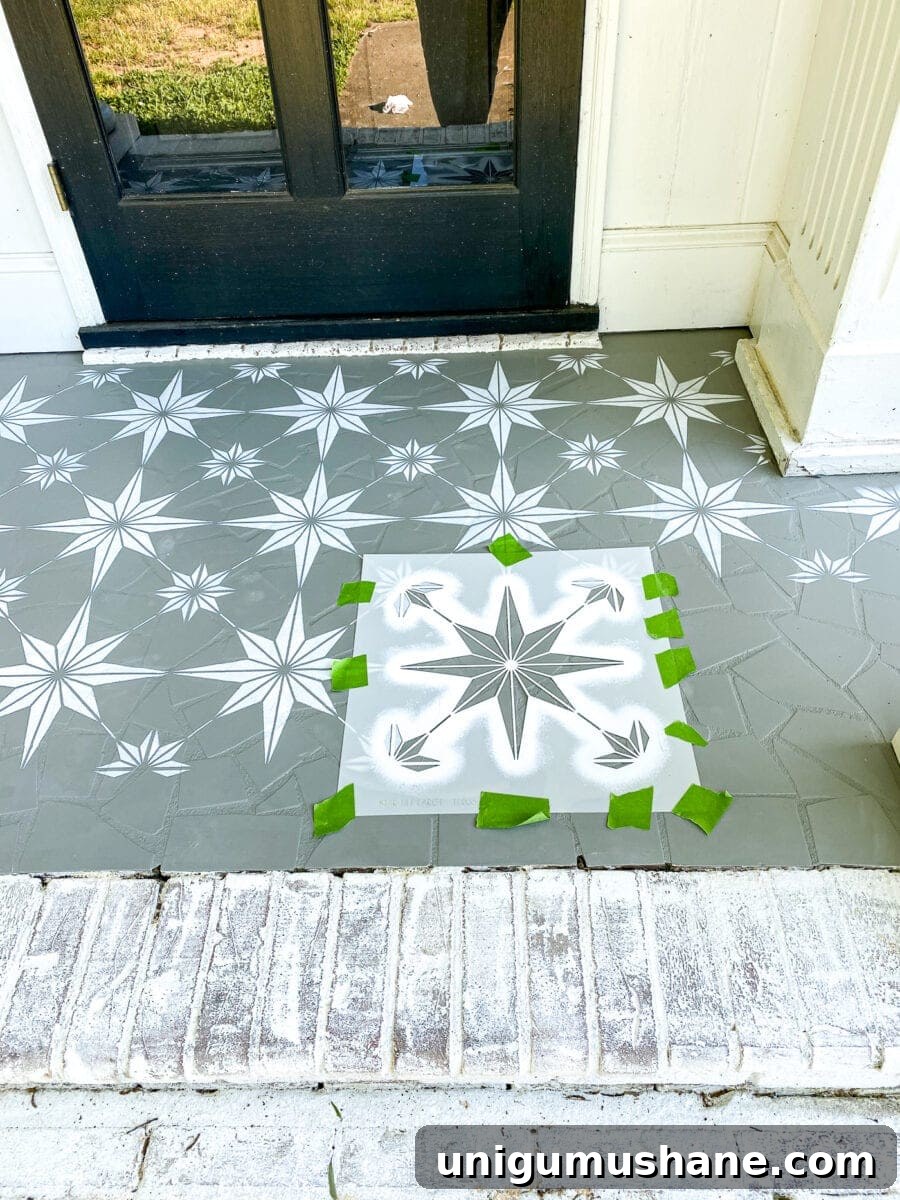 DIY Stenciled Porch Floor Makeover 8 How to stencil a porch floor