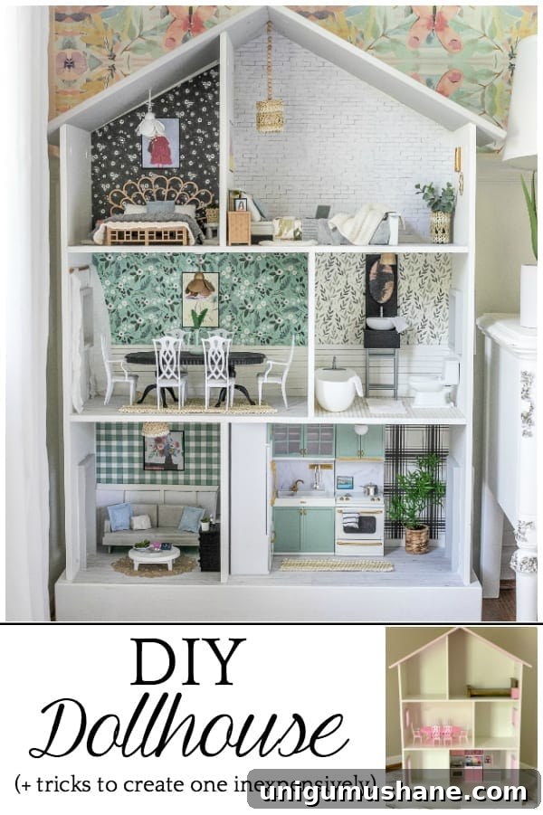 Thrifted Dollhouse Makeover | Tips and tricks for using what you already have and repurposing every day items from around the house to create a beautiful, real-looking dollhouse.