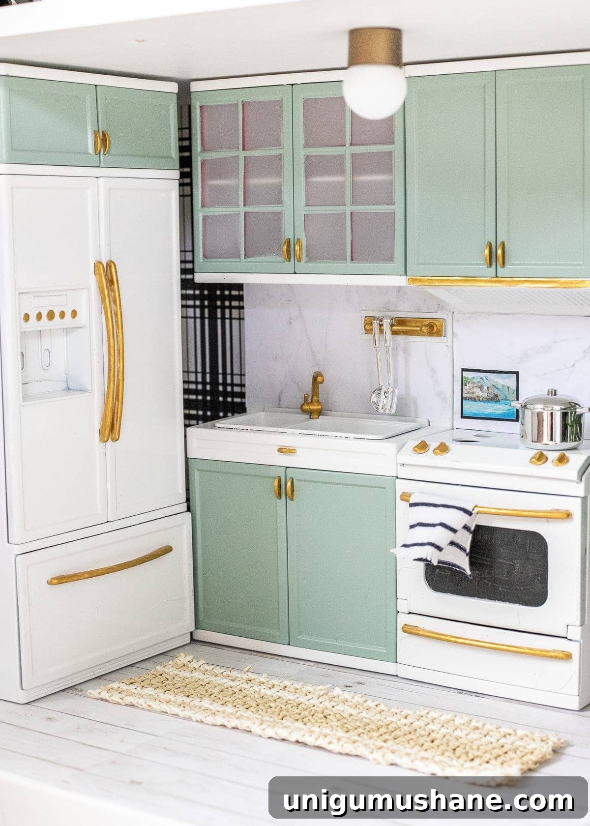 Barbie kitchen in a DIY dollhouse