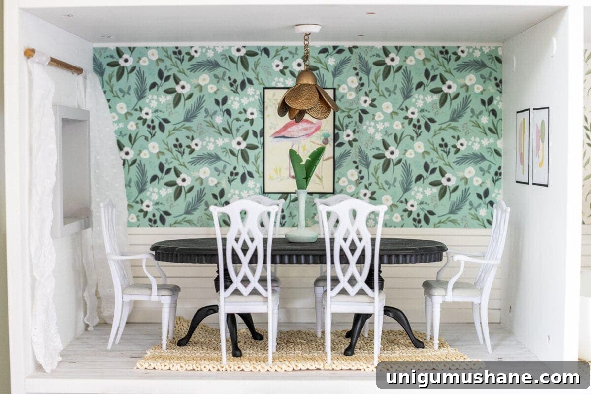 Barbie dining room using scrapbook paper and items from around the house