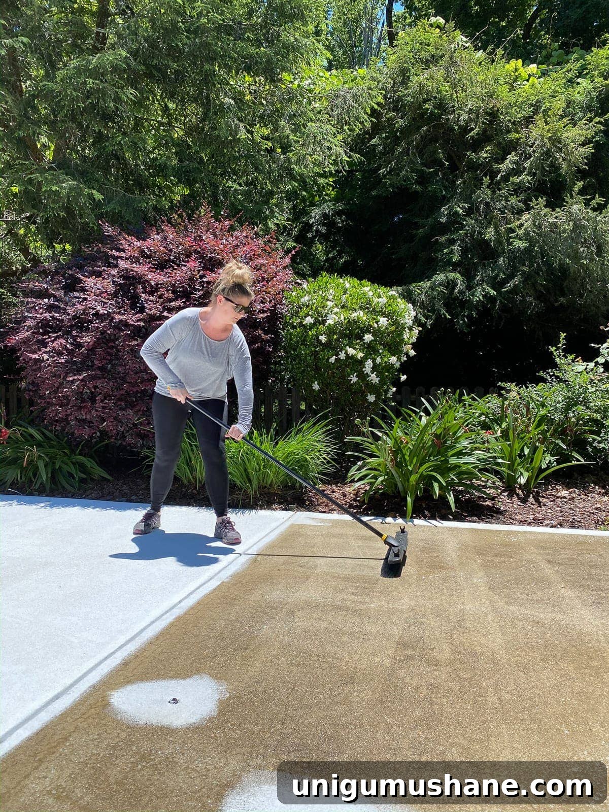 scrubbing concrete before painting