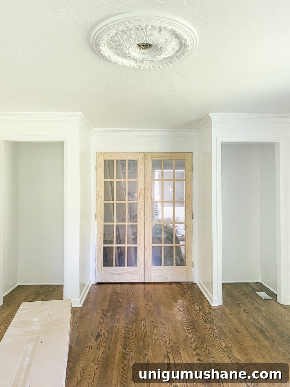 Convert Bifold Closet Doors to French Doors and Install Shelving 2 Home office progress view