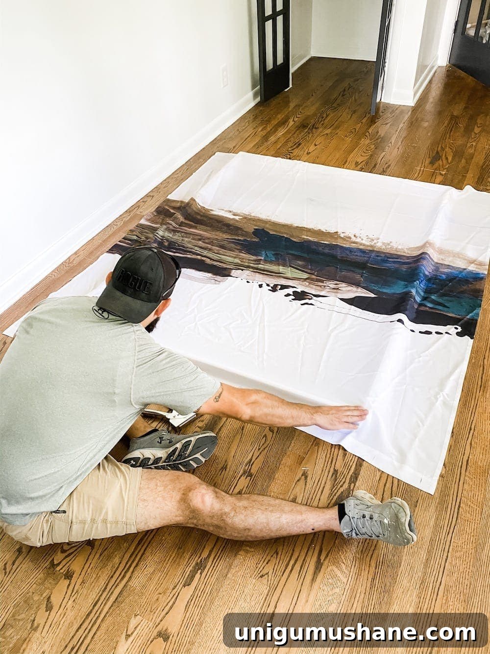 How to Turn a Shower Curtain into Large Wall Art 8 img 36923 7