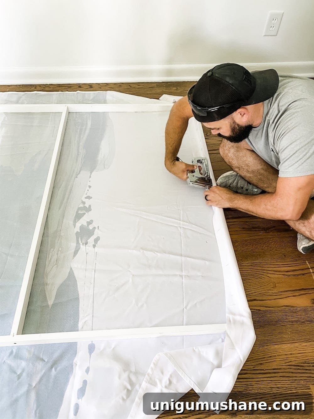 How to Turn a Shower Curtain into Large Wall Art 9 img 36923 8