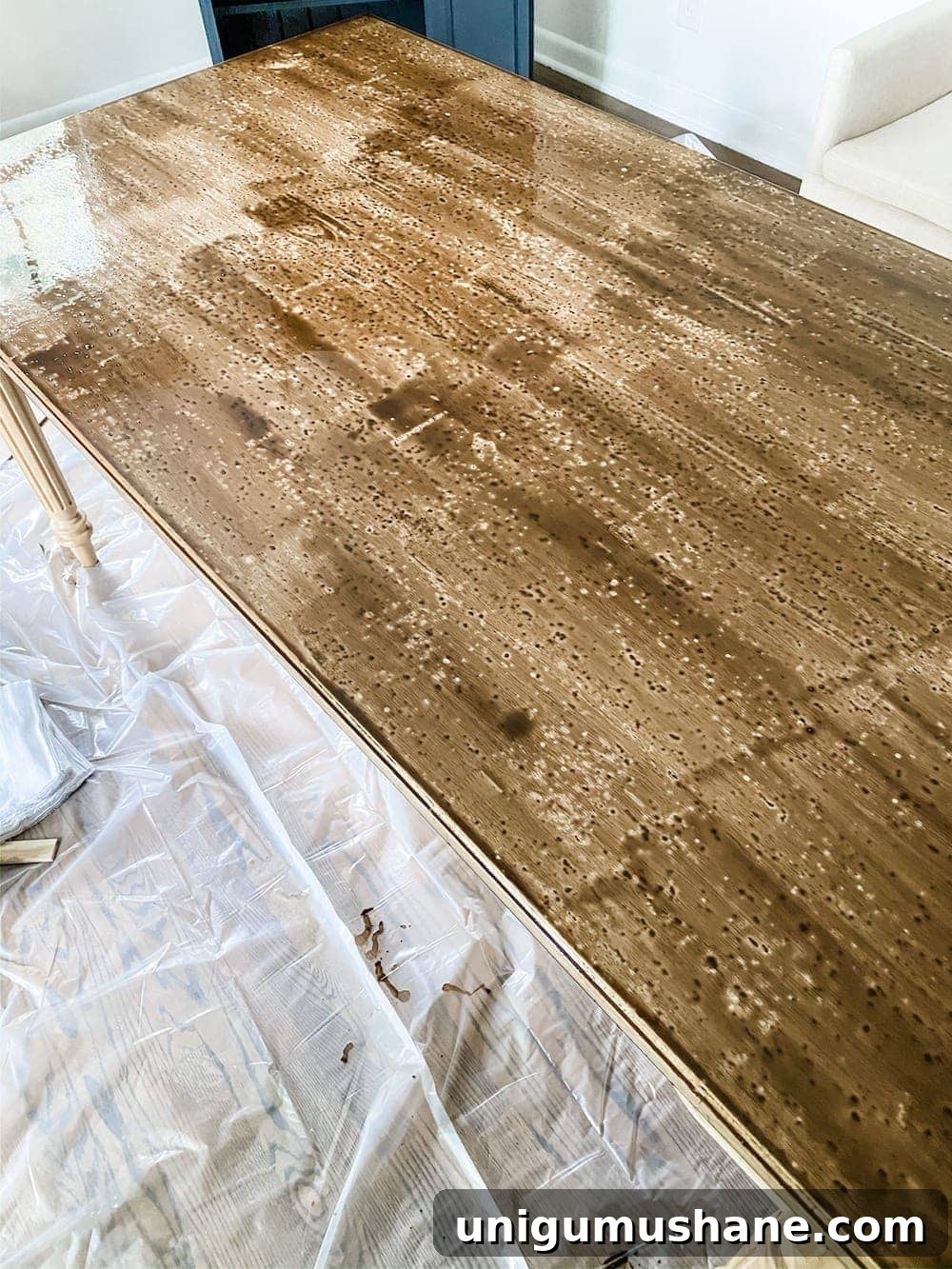 DIY Work Table Makeover: Customize Unfinished Furniture 5 Staining an unfinished table