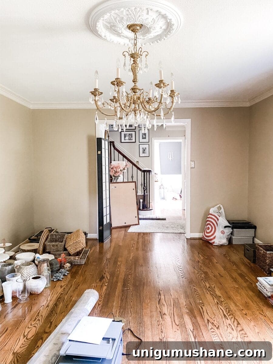 Home Office Makeover Reveal Modern Workspace Before and After 5 dining room before home office