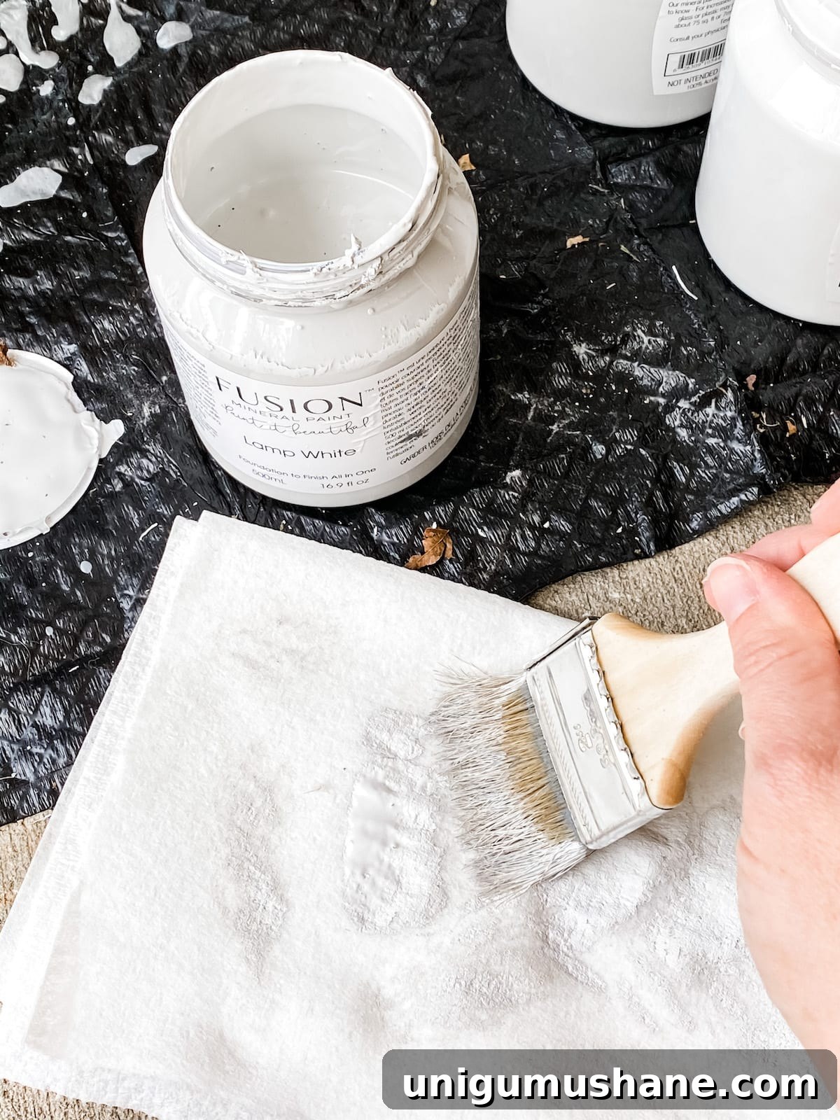 dry brushing with white paint