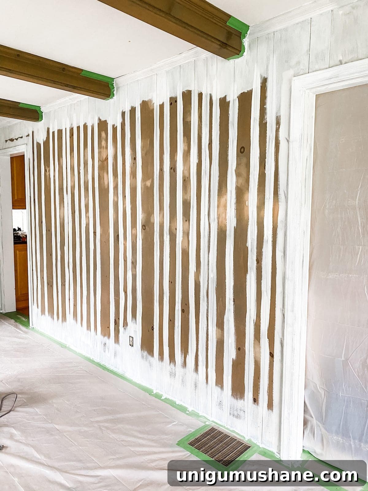 DIY Painted Wall Paneling and McNay Project Update 4 painting wall paneling