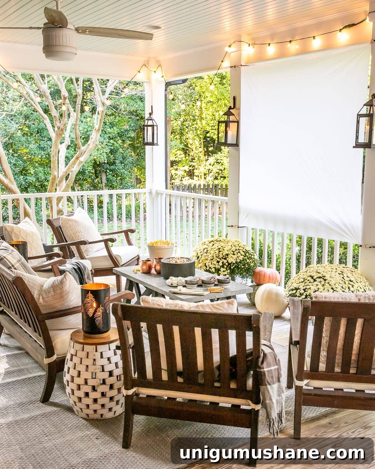DIY Fall Porch Outdoor Movie Screen and S'mores Table 16 DIY Outdoor Movie Screen and DIY S'mores Table on Fall Back Porch