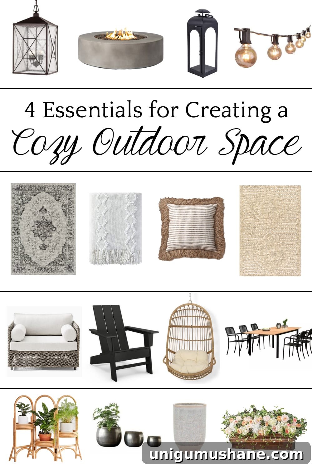 4 Essentials to Create a Cozy Backyard Retreat 9 4 Essentials for Creating a Cozy Outdoor Space: 4 types of outdoor decor every porch, patio, and backyard needs to feel cohesive and inviting.
