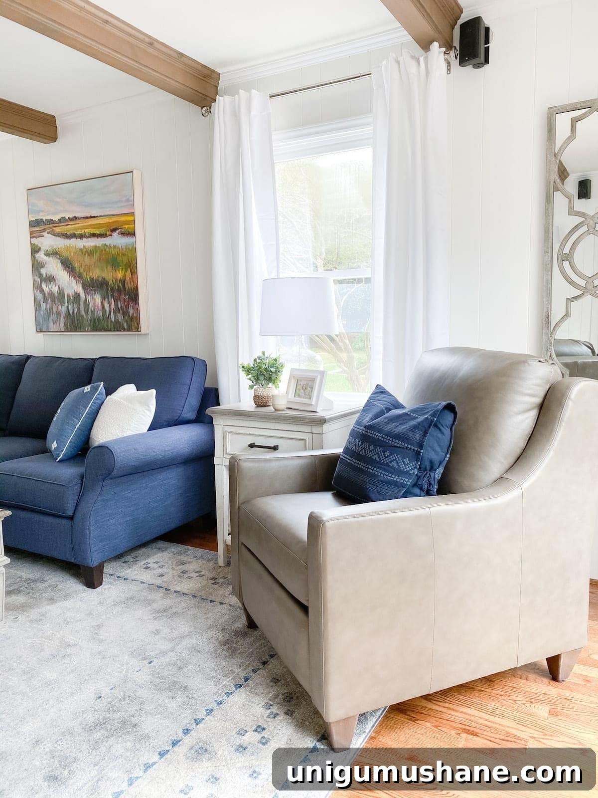 McNay Project: Tour a Modern Coastal Living Room 11 Leather recliner in living room