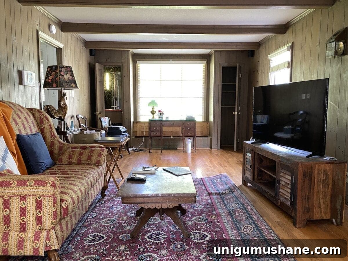 McNay Project: Tour a Modern Coastal Living Room 4 Room layout showing seating and desk area