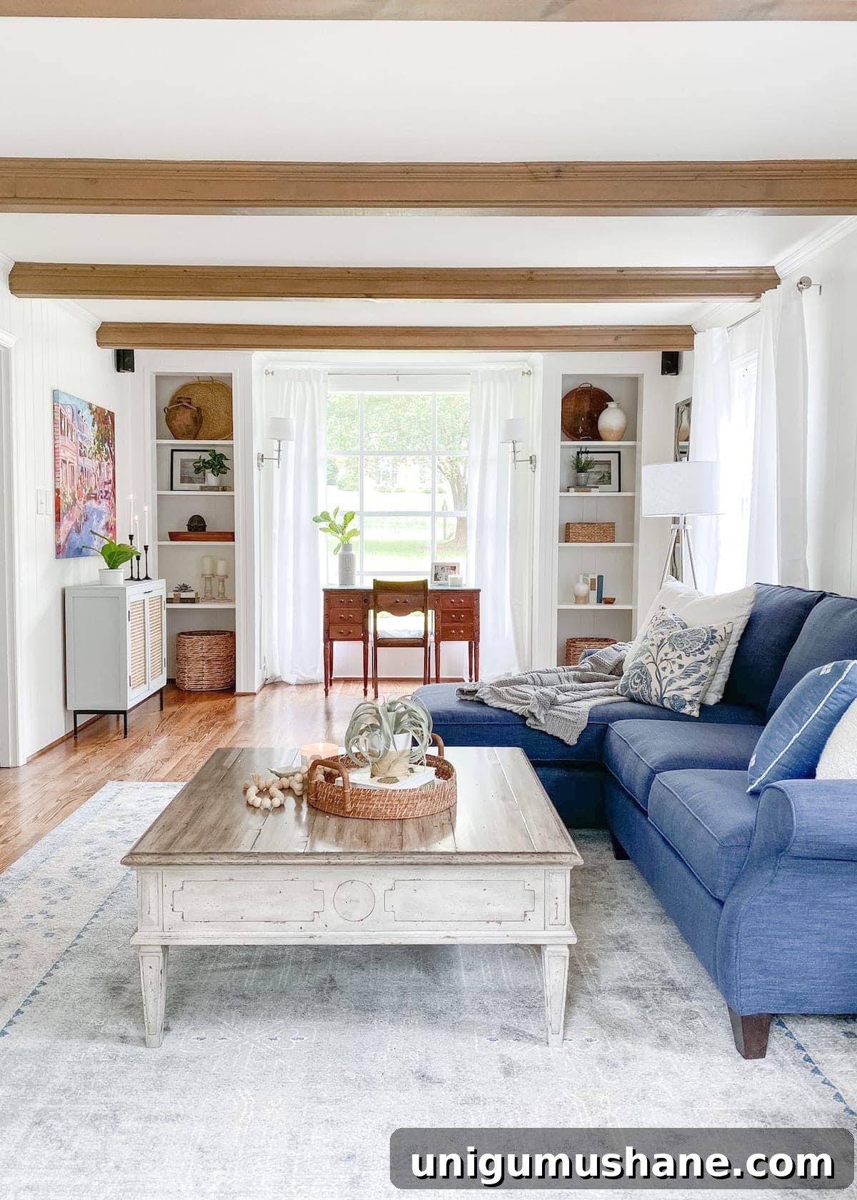 McNay Project: Tour a Modern Coastal Living Room 5 Seating area and workspace
