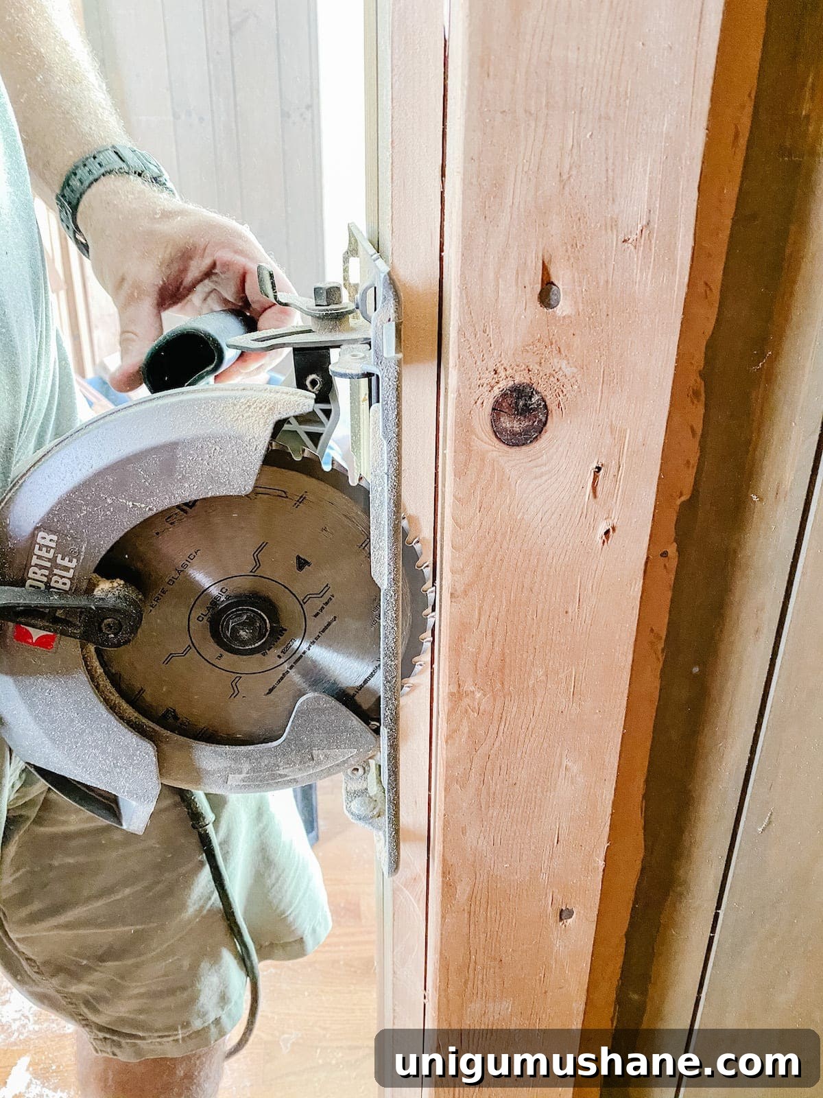 Turn a Closet Into Built In Shelving 6 circular saw cutting closets open for built-in shelving