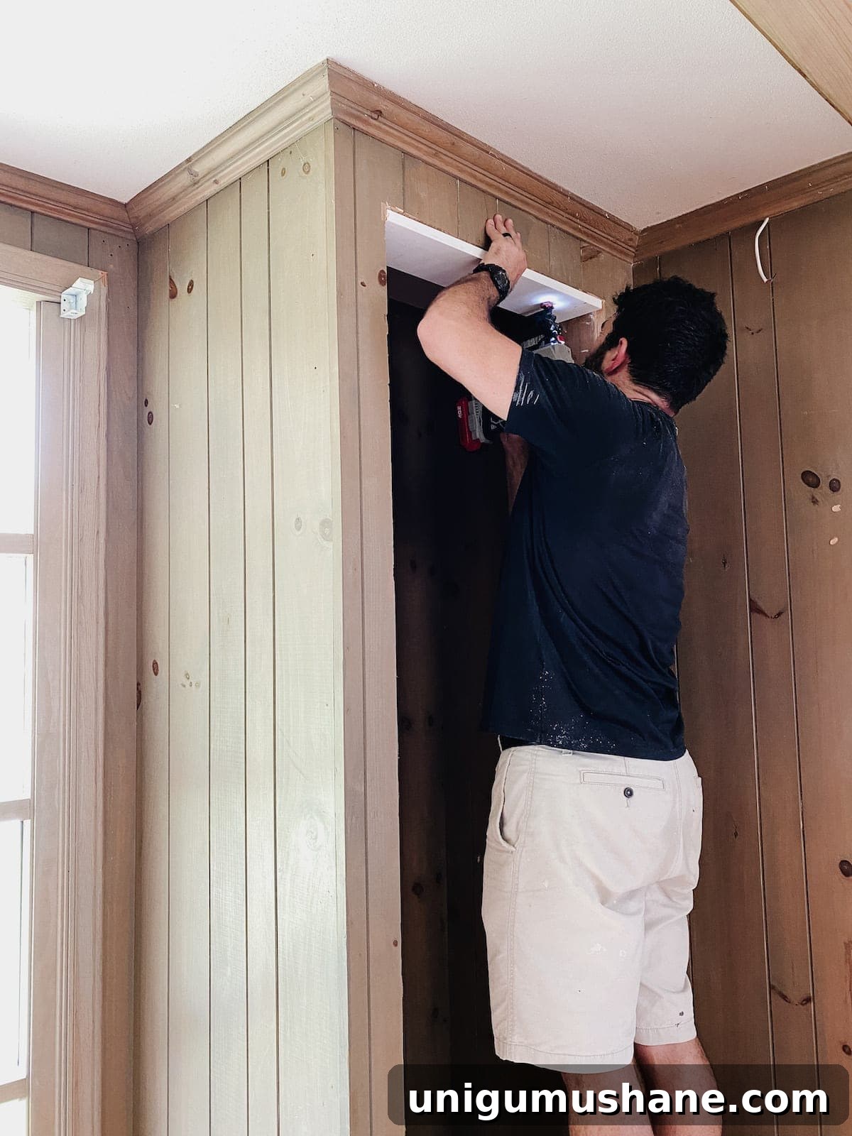 Turn a Closet Into Built In Shelving 9 adding a frame to closet opening to make built-in shelves