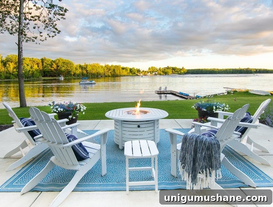 fire pit by the lake