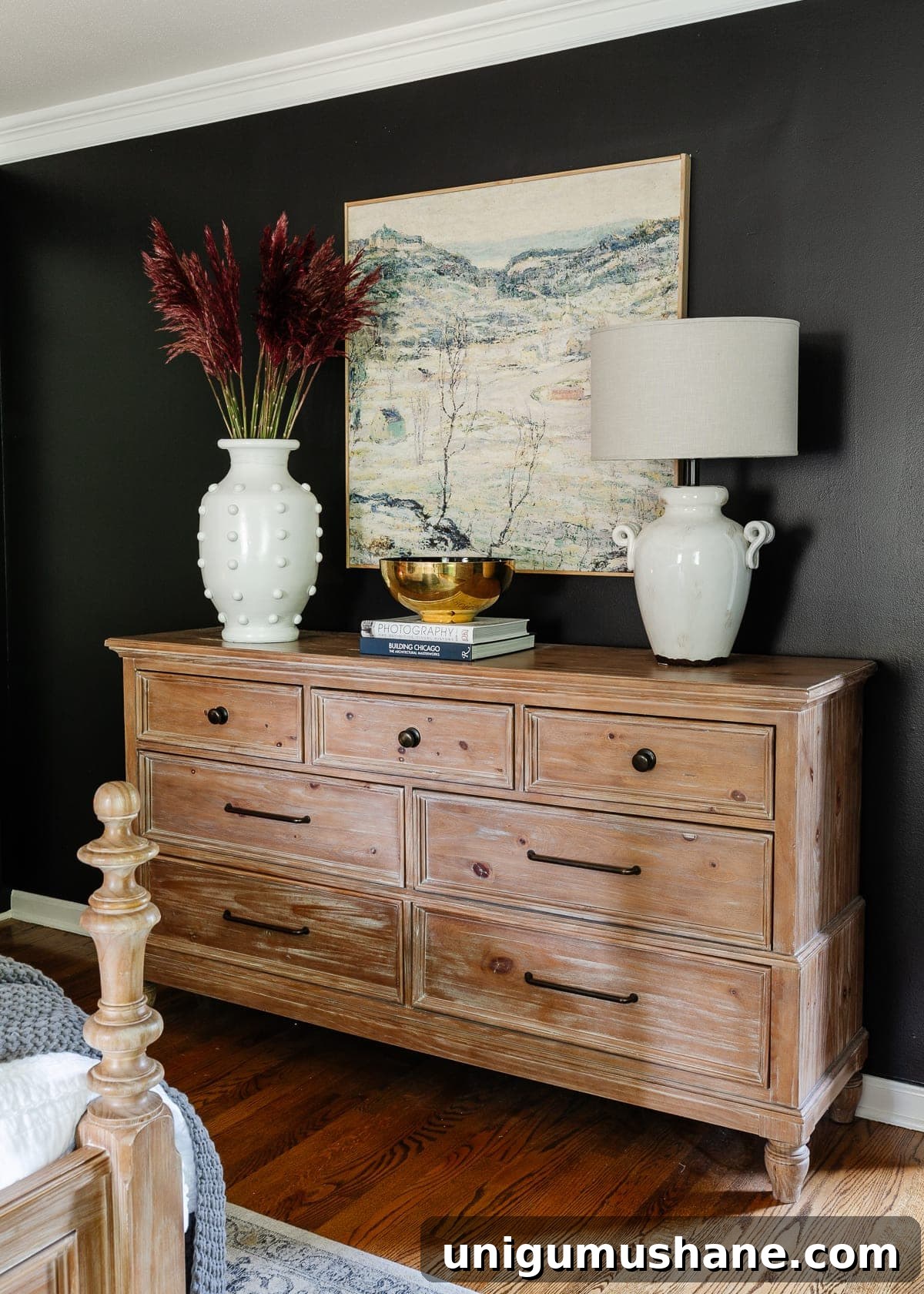 Cozy Modern-Traditional Fall Bedroom Ideas 7 master bedroom dresser decor with fall dried stems