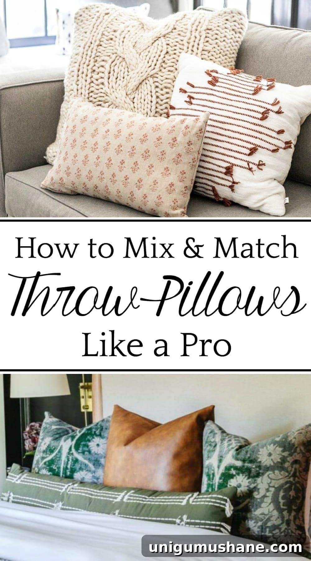 Mix and Match Throw Pillows: 7 Tips for a Cohesive Sofa Look 6 How to Mix and Match Throw Pillows | The "magic formula" for mixing and matching throw pillows like an interior decorator + the best resources for buying them.