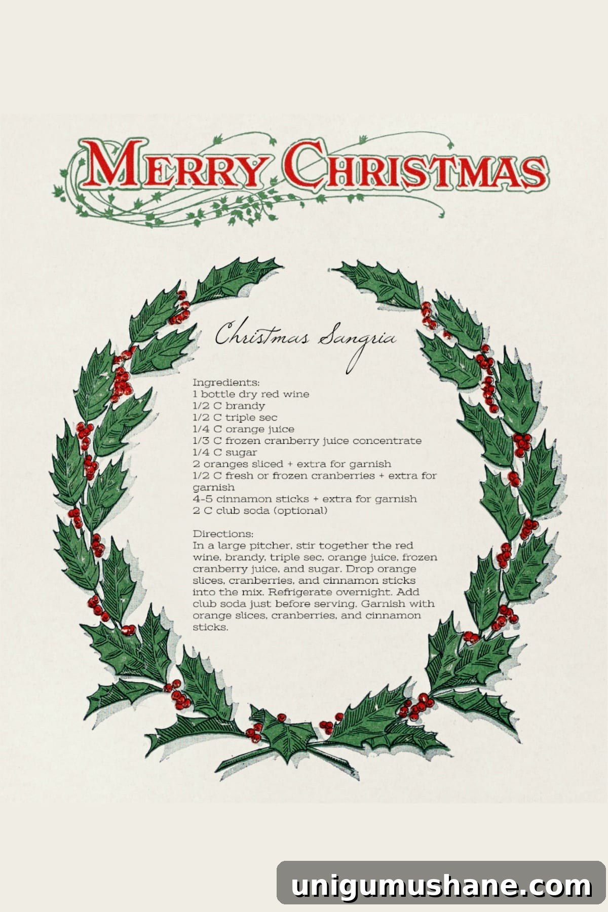 Printable Modern Classic Christmas Dining Room & Sangria Recipe 12 Best ever Christmas sangria recipe