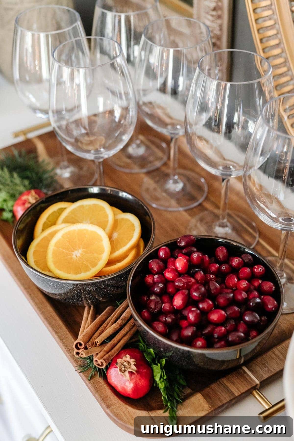 Printable Modern Classic Christmas Dining Room & Sangria Recipe 10 Christmas sangria bar with garnish station