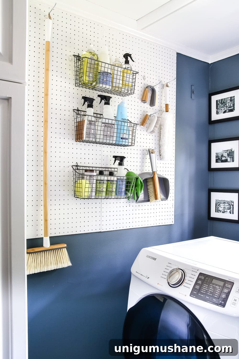 Home Organization Essentials for a Tidy Space 14 laundry room pegboard to organize cleaning supplies
