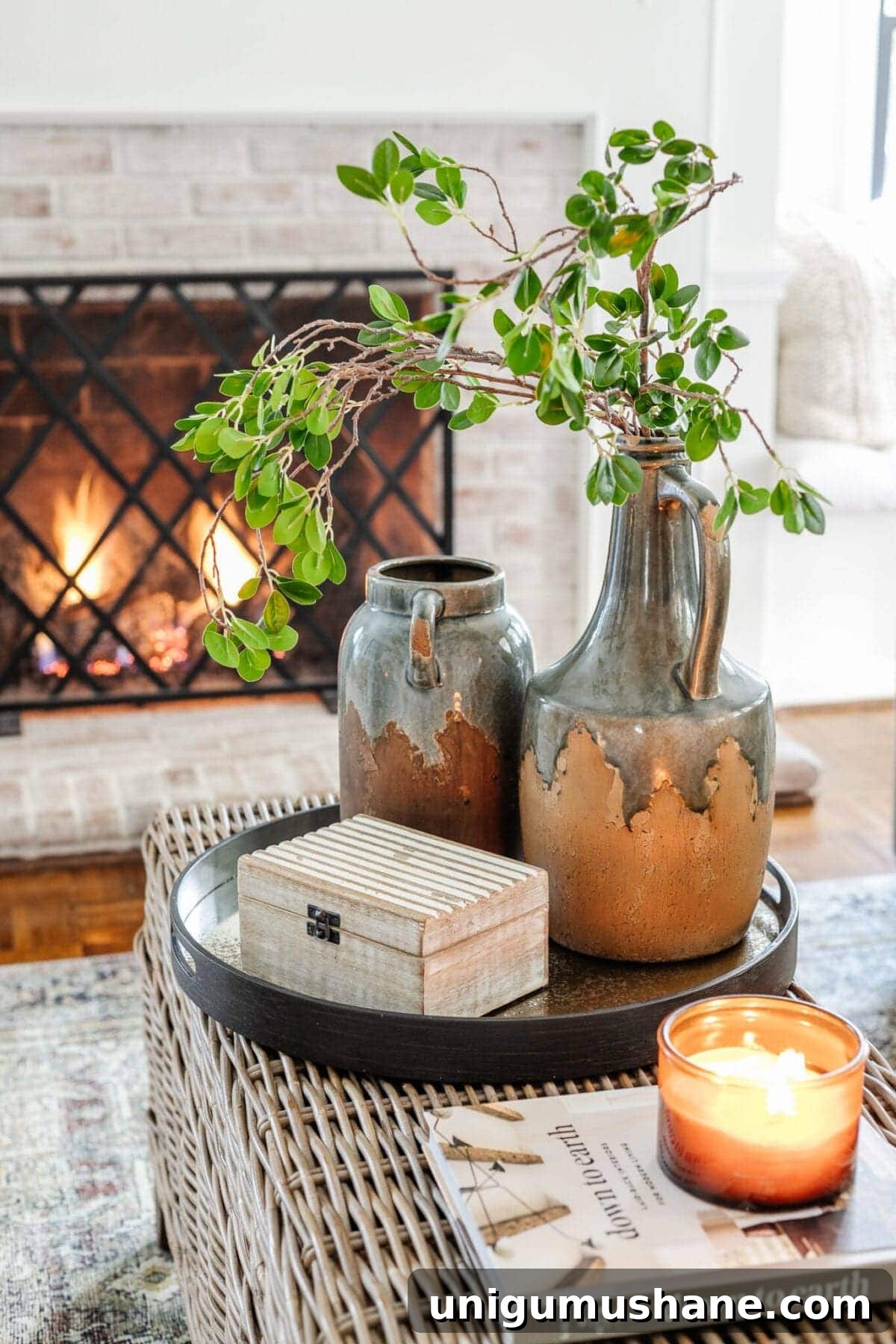 Winter Decor on a Coffee Table
