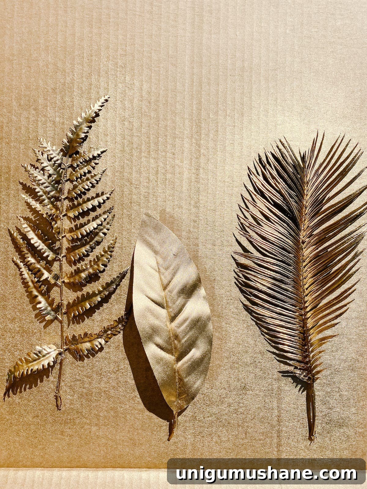 DIY Gold Leaf Sculpture: Designer Dupe for Less 4 Gold spray painted leaves drying