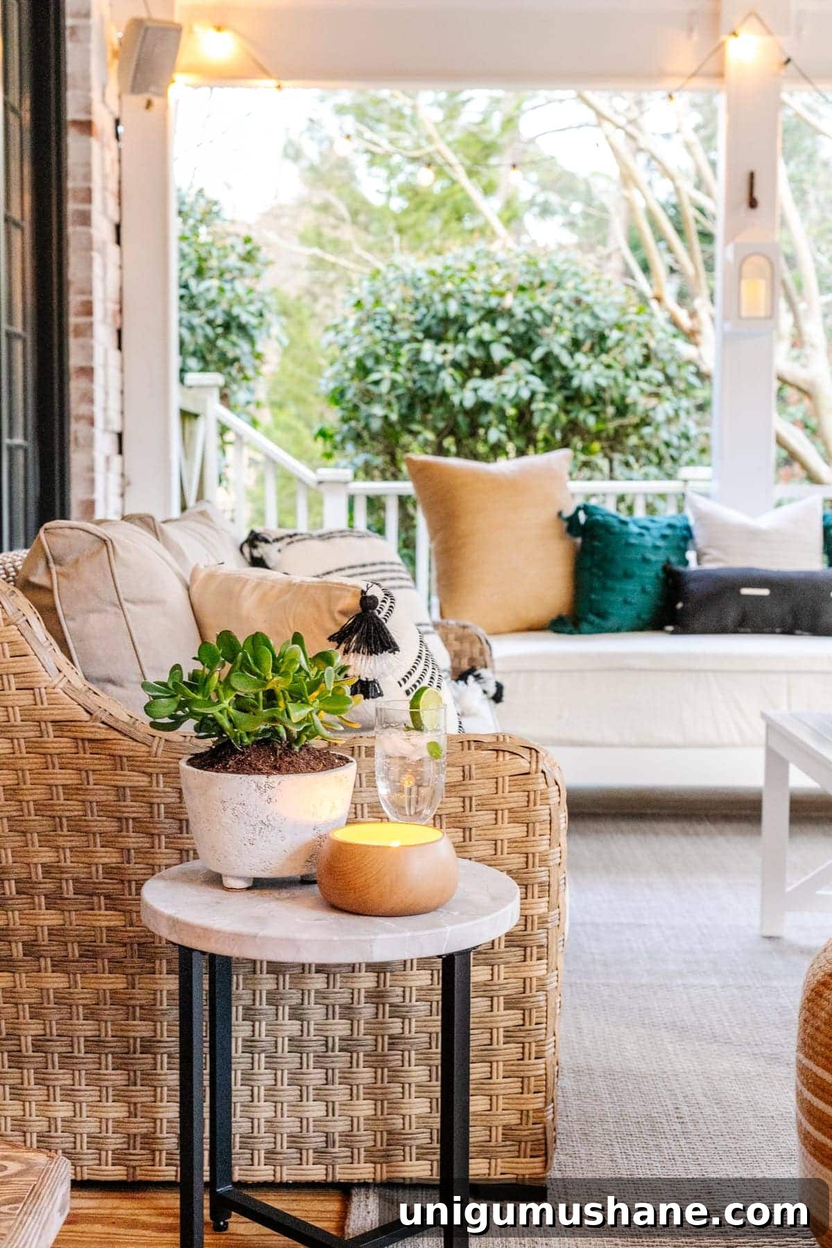 Back Porch Makeover Ideas for Cozy Outdoor Living 7 Faux marble end table