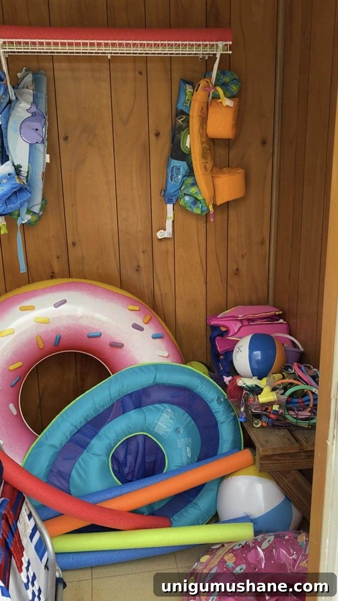 Pool toy closet before makeover