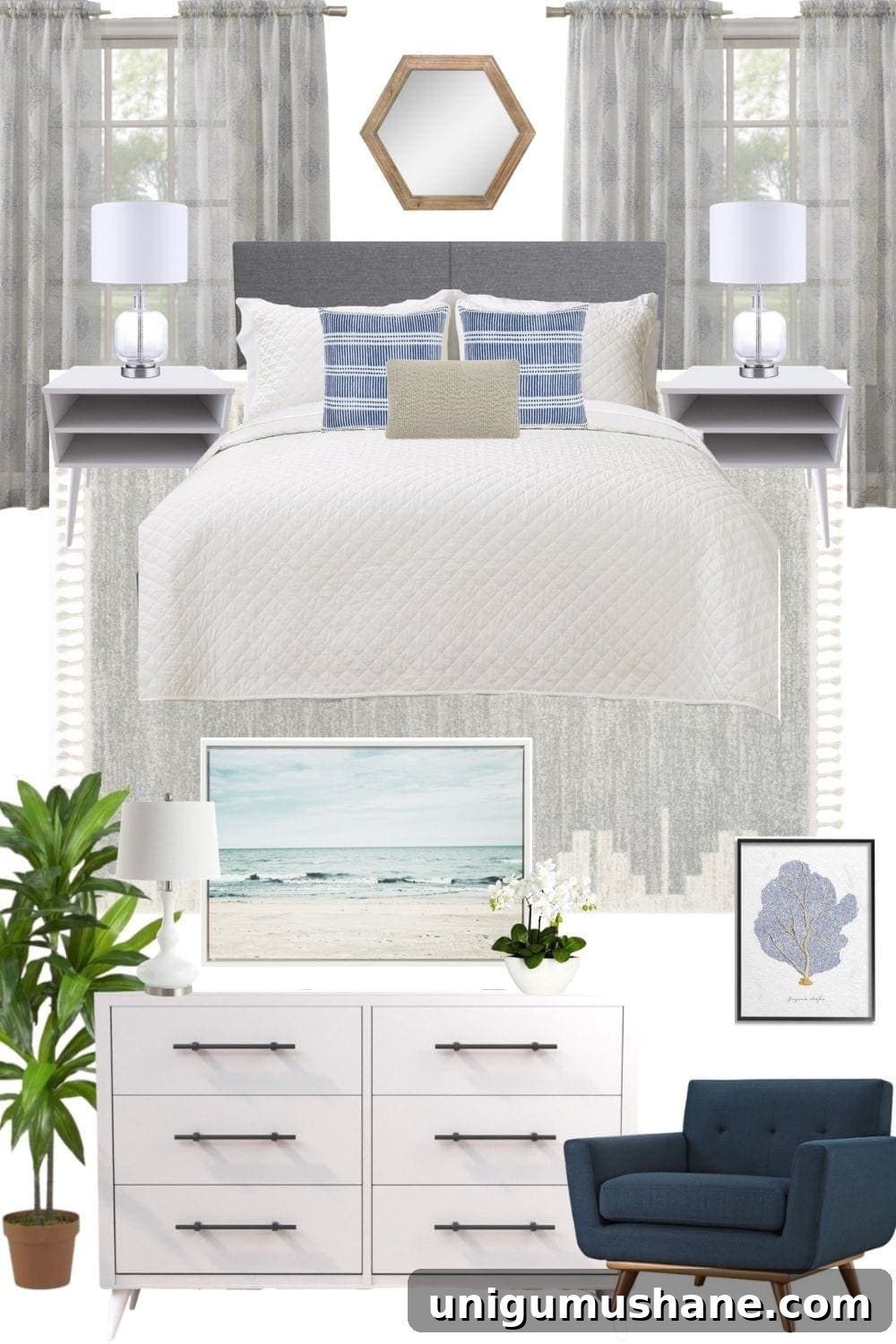 Mood Board Monday: 4 Stylish Bedroom Designs Under $2,000 3 coastal bedroom ideas