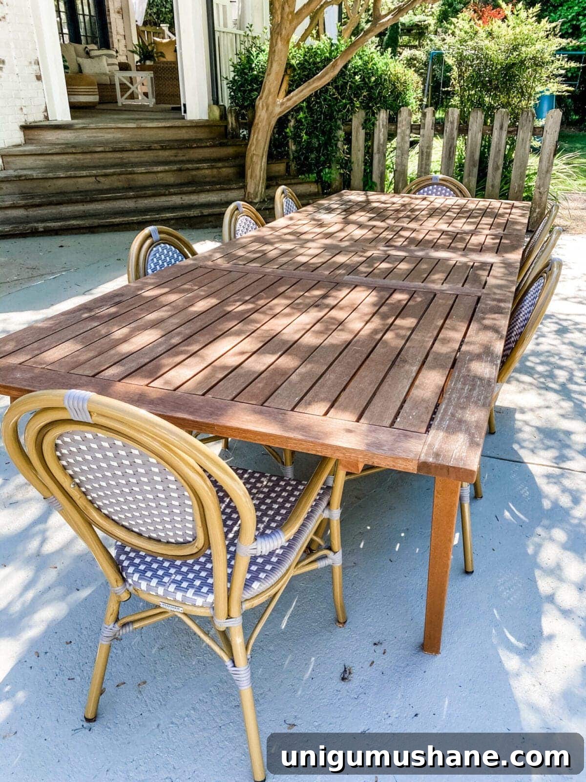 outdoor dining table with french bistro chairs