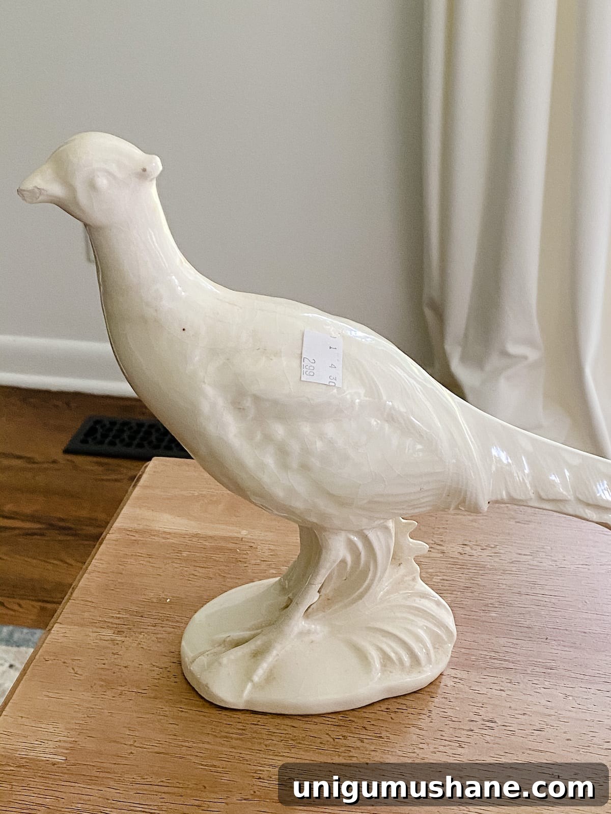 DIY Texture Paint with Baking Soda for Home Decor 2 thrifted pheasant figurine