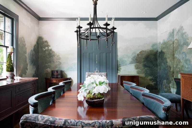 Scenic Wall Murals for Classic Home Decor 4 Charlotte Terrell mural in a dining room