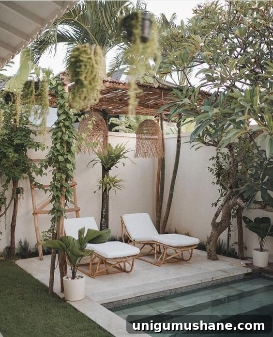 7 Pool Cabana Ideas for Your Next Backyard Project 5 boho pool cabana with rattan and bamboo