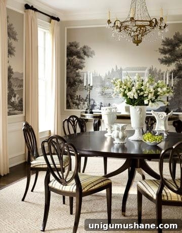 Modern Classic Dining Room Design and Remodel Plans 4 scenic mural and picture frame molding in a traditional dining room
