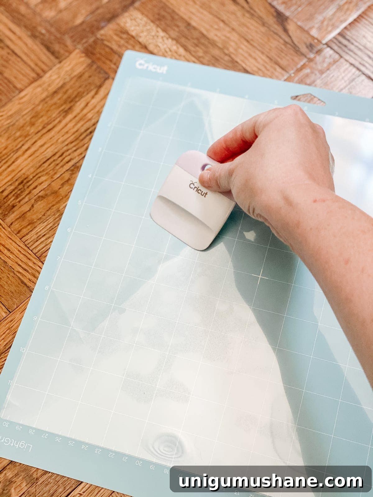DIY Floral Block Outdoor Rug with Cricut Stencil 9 acetate sheet on Cricut mat