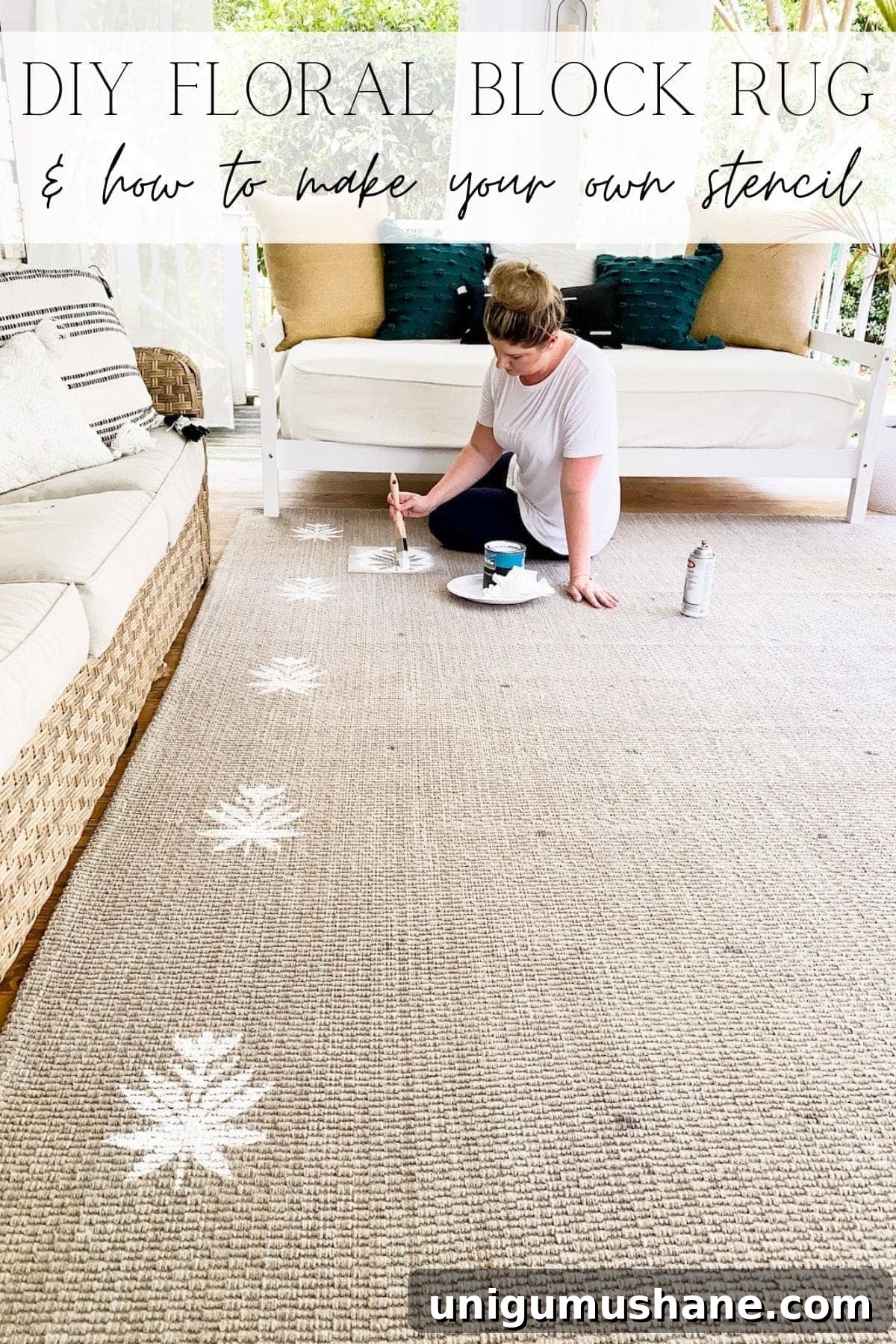 DIY Floral Block Outdoor Rug with Cricut Stencil 20 floral block diy outdoor rug