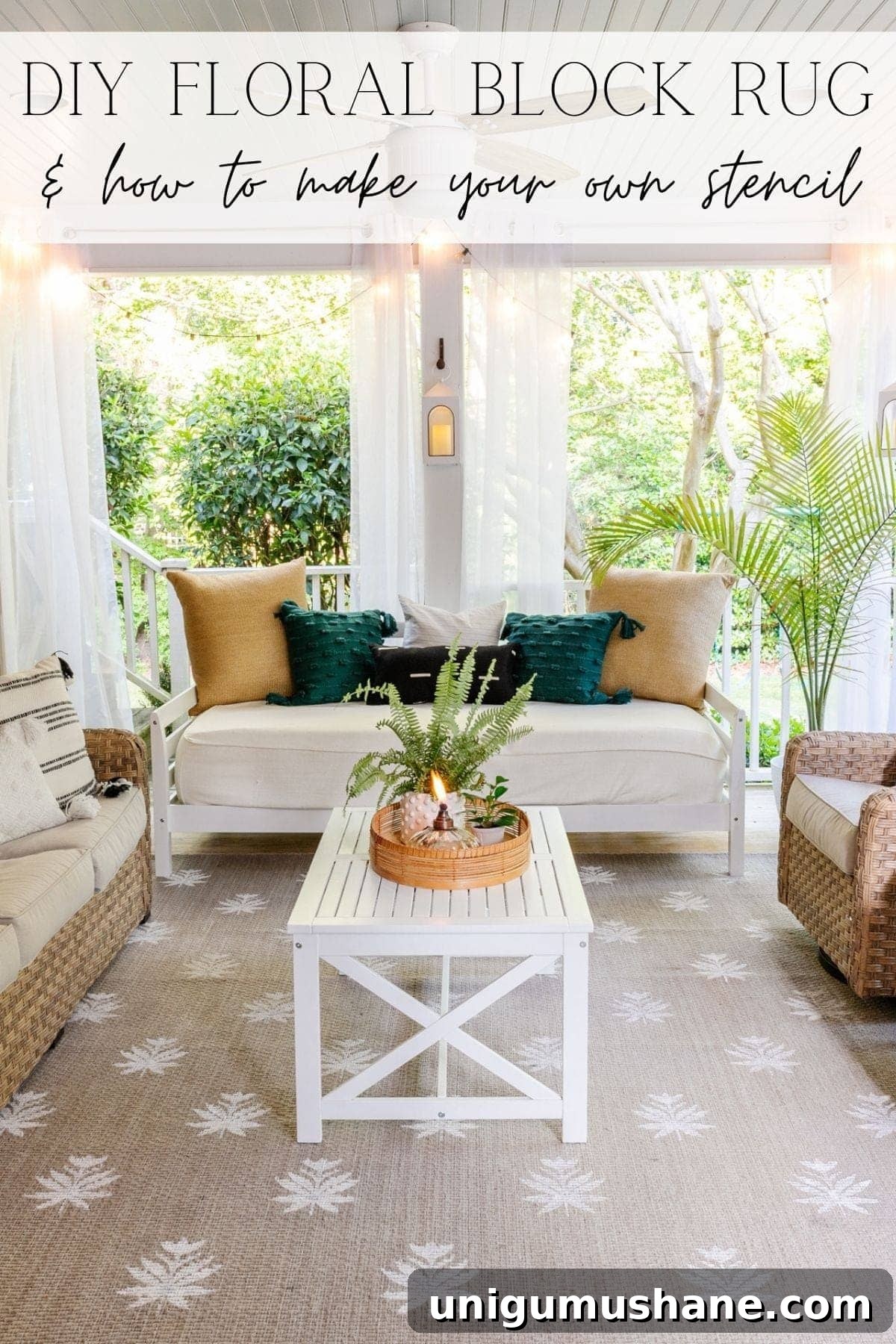 DIY Floral Block Outdoor Rug with Cricut Stencil 21 diy floral block rug and how to make your own stencil