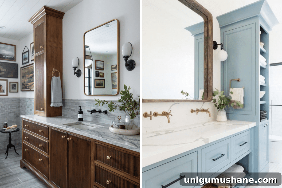 Most Popular Bathroom Designs: 10,000 Followers' Picks 17 wood vanity vs painted vanity in a bathroom