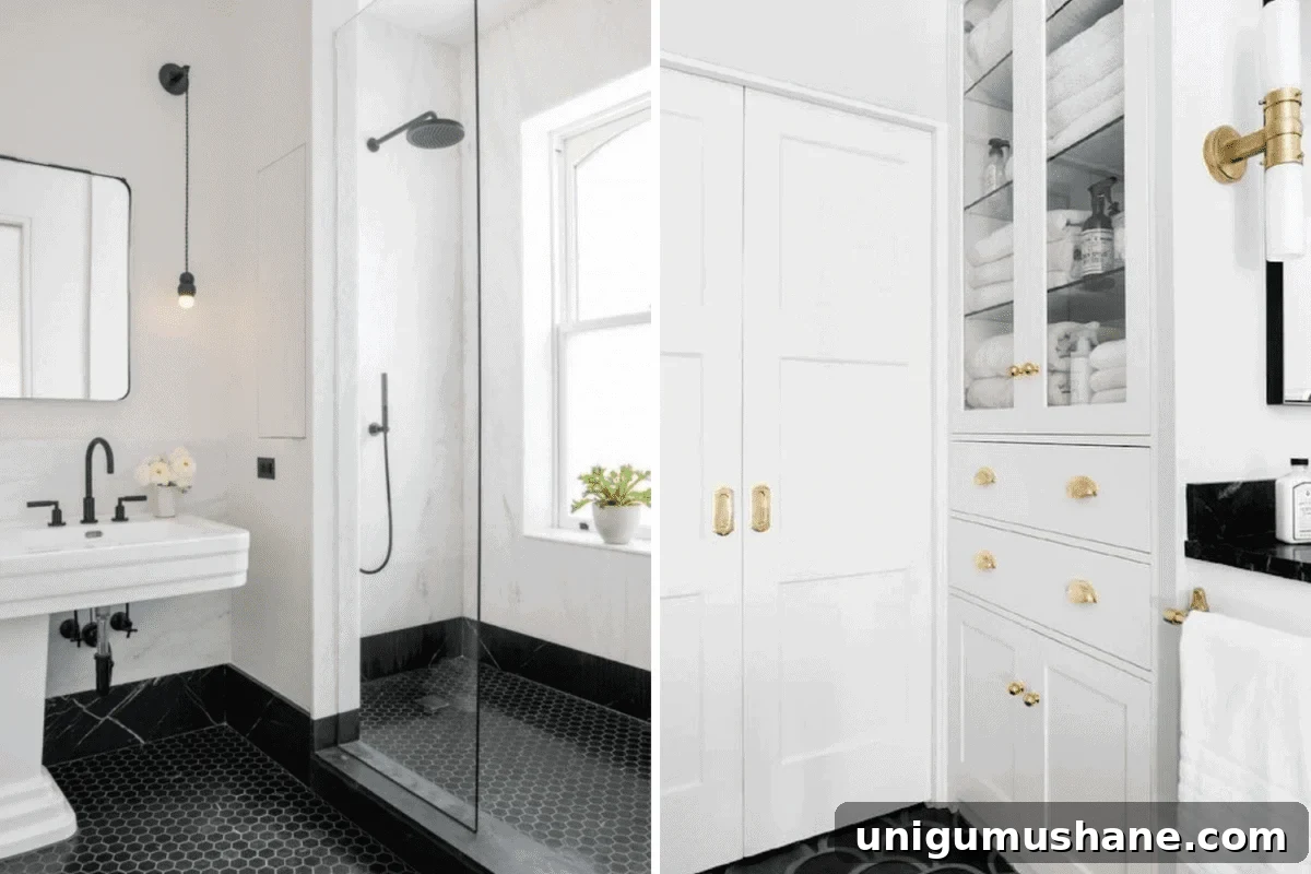 Most Popular Bathroom Designs: 10,000 Followers' Picks 6 large shower vs linen cabinet in a bathroom