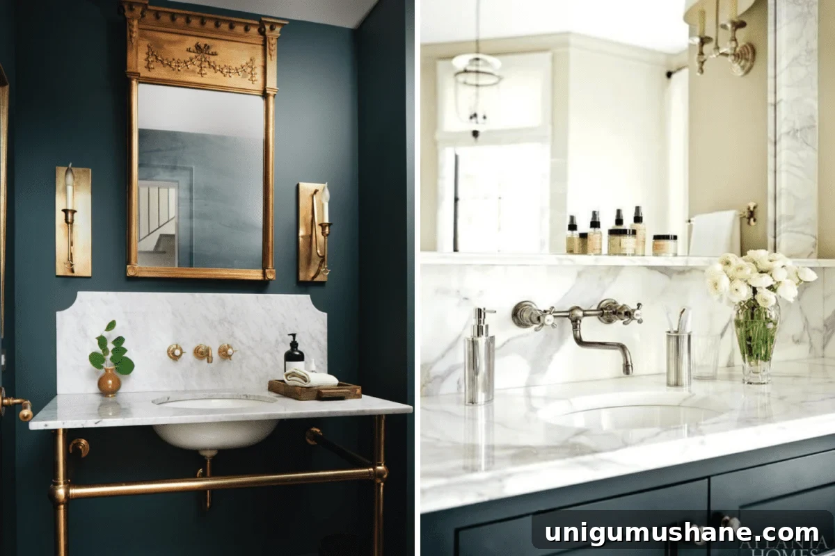 Most Popular Bathroom Designs: 10,000 Followers' Picks 7 scalloped backsplash vs sink ledge backsplash in a bathroom