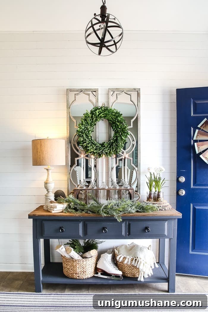 Transform Your Home with DIY Wall Molding Ideas 10 white shiplap wall molding in a foyer with entryway table